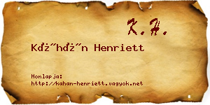 Káhán Henriett névjegykártya