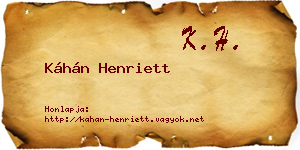 Káhán Henriett névjegykártya